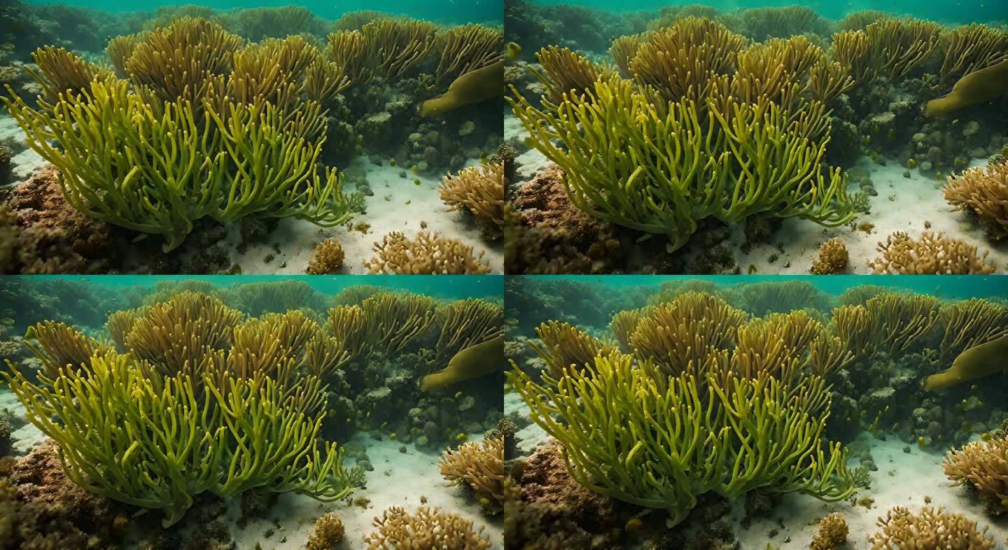 海底的水下丝状藻华