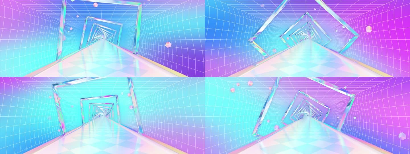 【8k】梦幻 唯美 蓝色镭射几何体穿梭