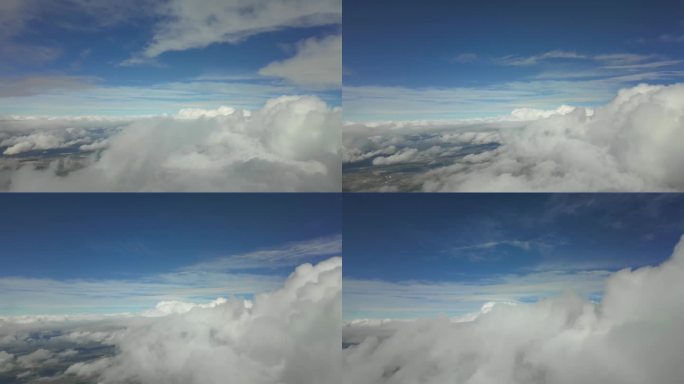 从云层上方拍摄的云景。Hyperlapse X10。飞行员的视角。4 k