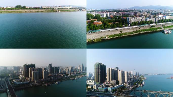 襄阳 城市 汉江 护城河 湖面 航拍4K
