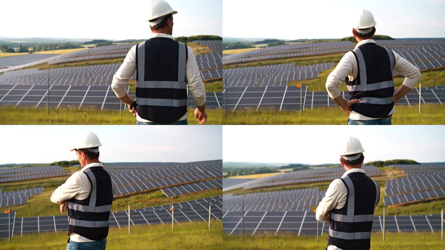SLO MO开拓进步:经验丰富的工程师在广阔的农村太阳能发电厂中从事智能手机技术