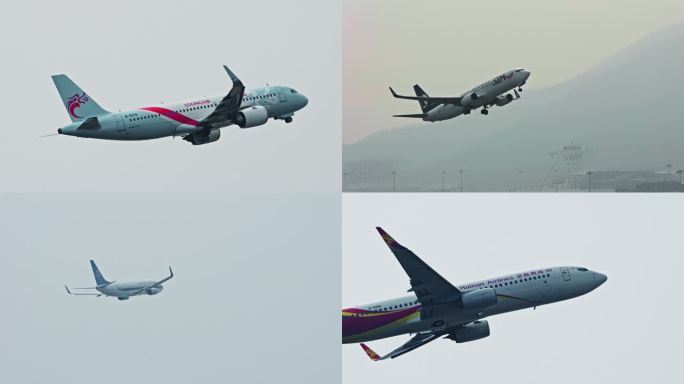 4K60P珠海金湾机场飞机出港航班航空