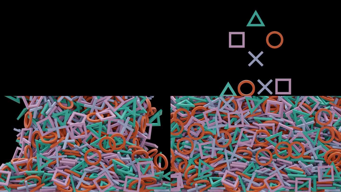 正方形三角形圆形交叉动画幕布过渡效果透明背景Alpha通道