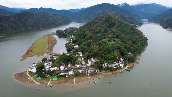 新安江山水画廊自然风光徽文化古村落航拍