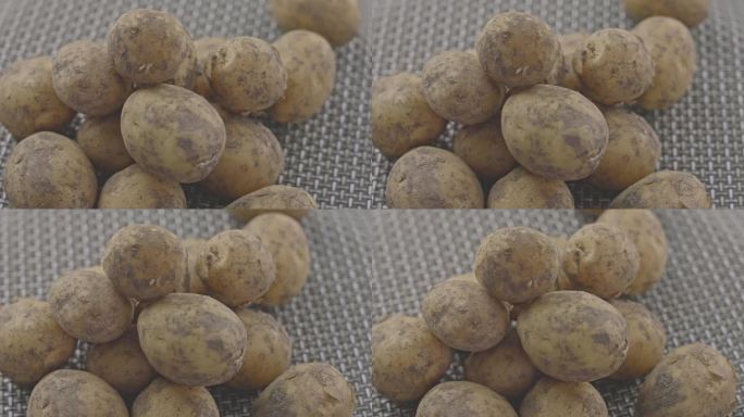 一堆堆未削皮的生土豆