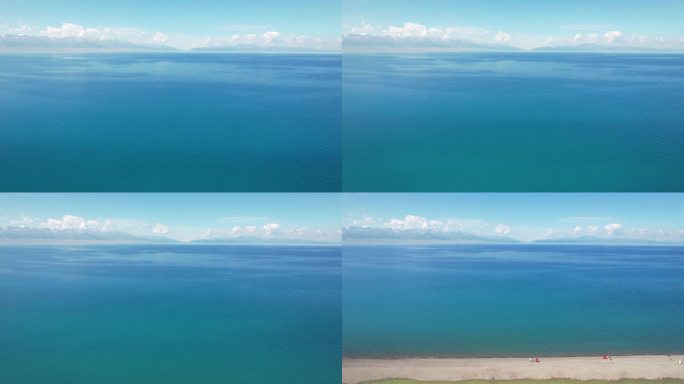 航拍新疆旅游赛里木湖蓝色湖景自然风景