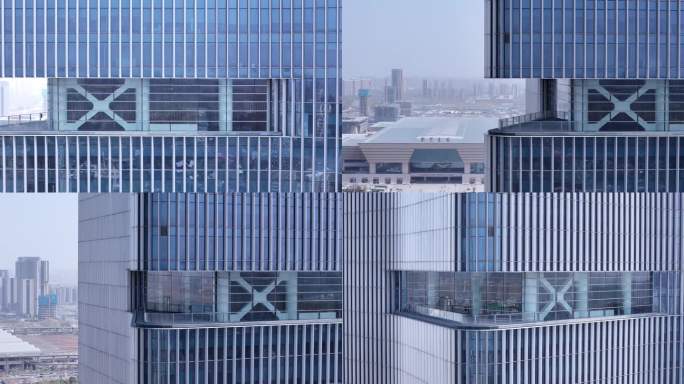 高楼大厦嵌入式结构空中阳台环绕