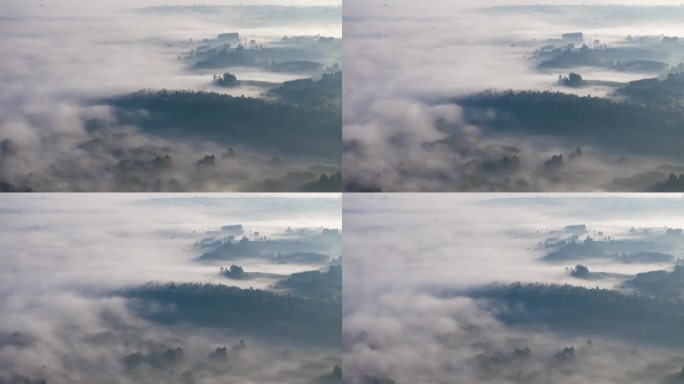眉山东坡区云雾中的乡村延时视频
