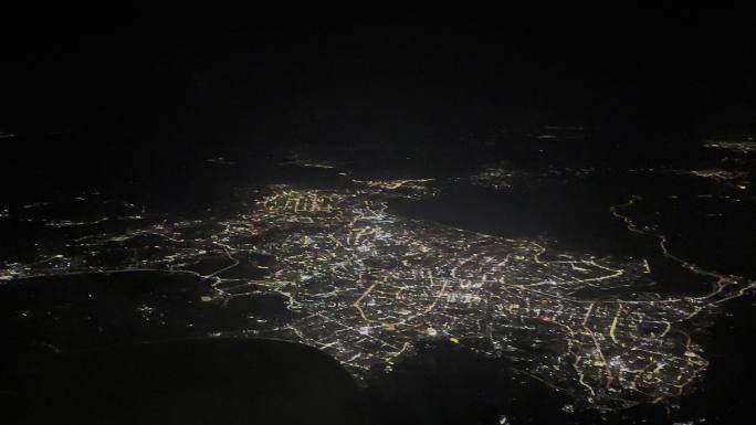 飞机夜景城市实拍