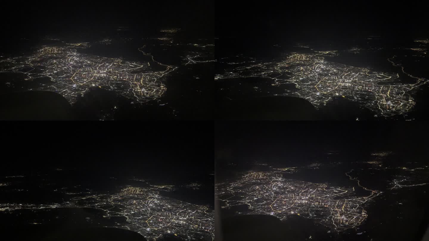 飞机夜景城市实拍