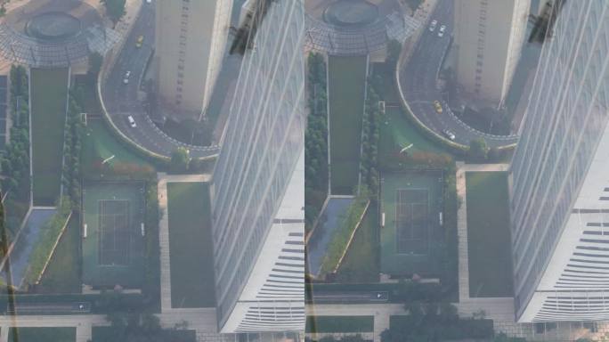 重庆来福士高空俯视城市车流4K视频