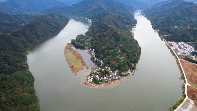 新安江山水画廊自然风光徽文化古村落航拍