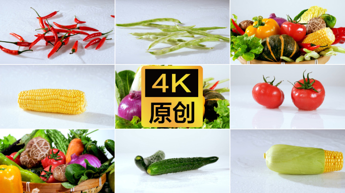 【4K】各种蔬菜掉落慢镜升格