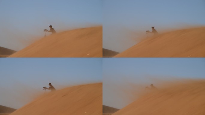 沙漠 摄影人 风沙 黄沙 摄影师