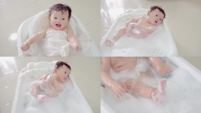 宝宝婴儿开心惬意洗澡沐浴露泡泡
