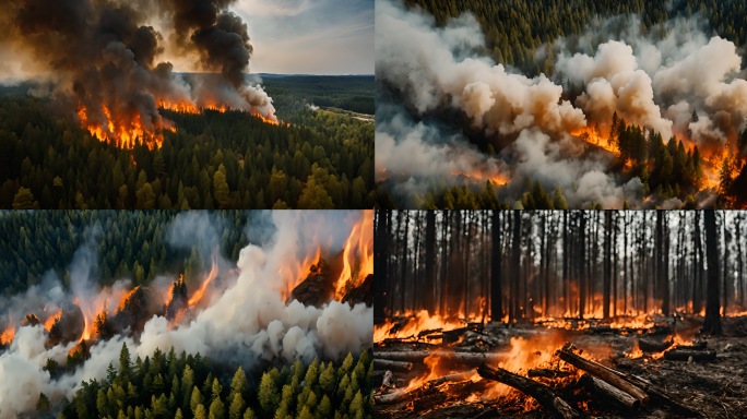 烟头引发森林火灾 大火自然灾害 山火防火