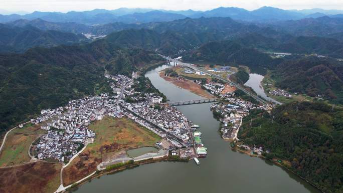 新安江山水画廊自然风光徽文化古村落航拍