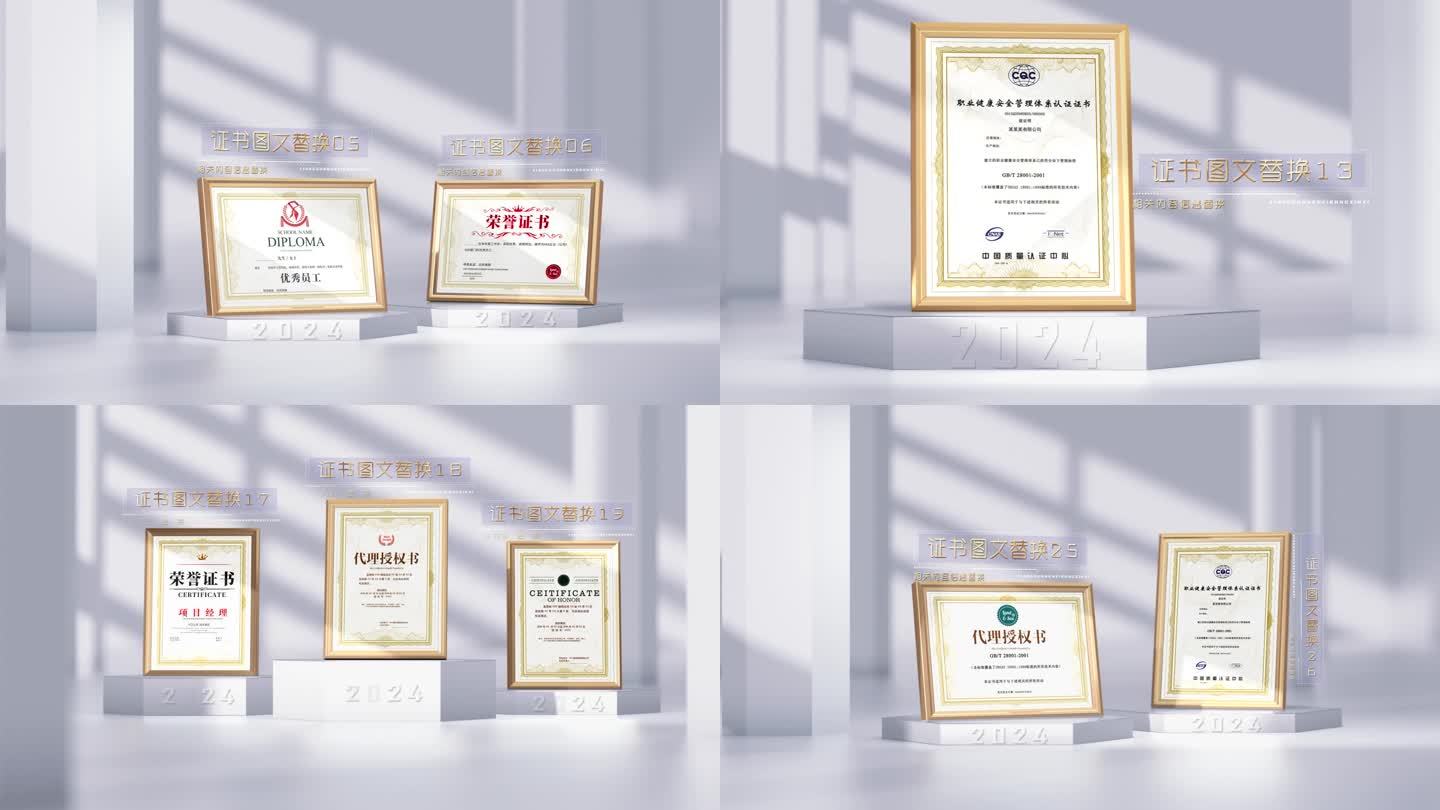 高端简洁企业荣誉证书资质图片包装