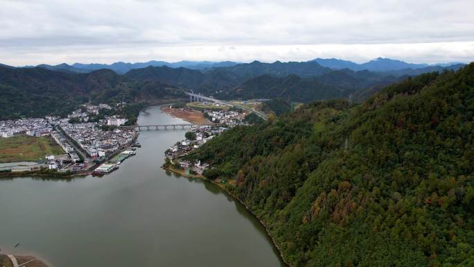 新安江山水画廊自然风光徽文化古村落航拍