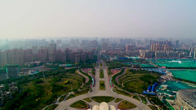 4K唐山城市空镜航拍唐山公园唐山城区中国