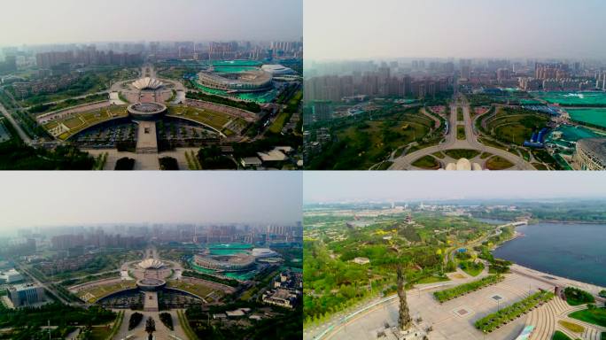 4K唐山城市空镜航拍唐山公园唐山城区中国