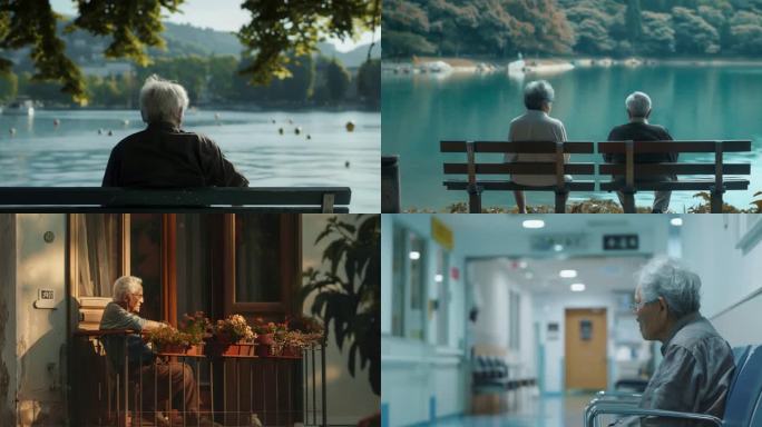 老龄化社会孤独老人生活场景镜头合集