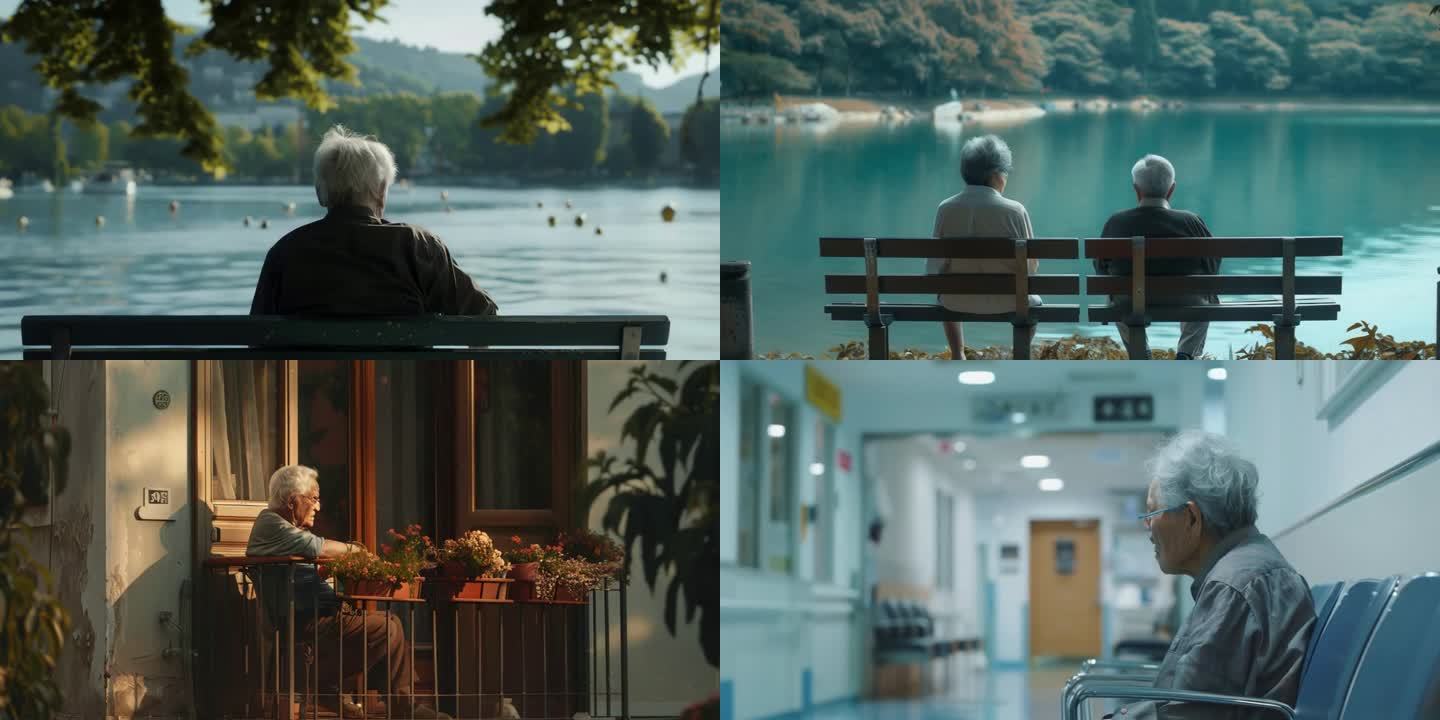 老龄化社会孤独老人生活场景镜头合集