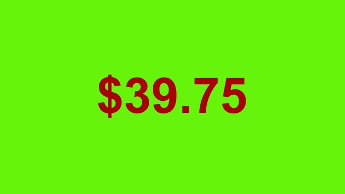 美元价格进展，符号和计数器直到100美元在绿色屏幕上的4K。