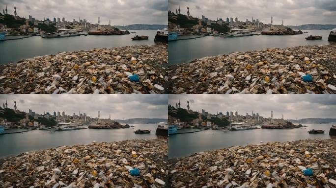漂洋过海的塑料瓶废弃食物和其他垃圾