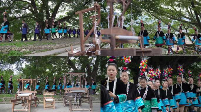 4K 榕江县萨玛节身穿民族服饰的村民
