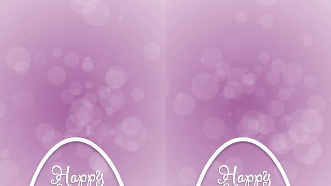 快乐的复活节旗帜与形状的鸡蛋和小春天的花朵在粉红色的背景。循环的节日动画。副本的空间。垂直视频。