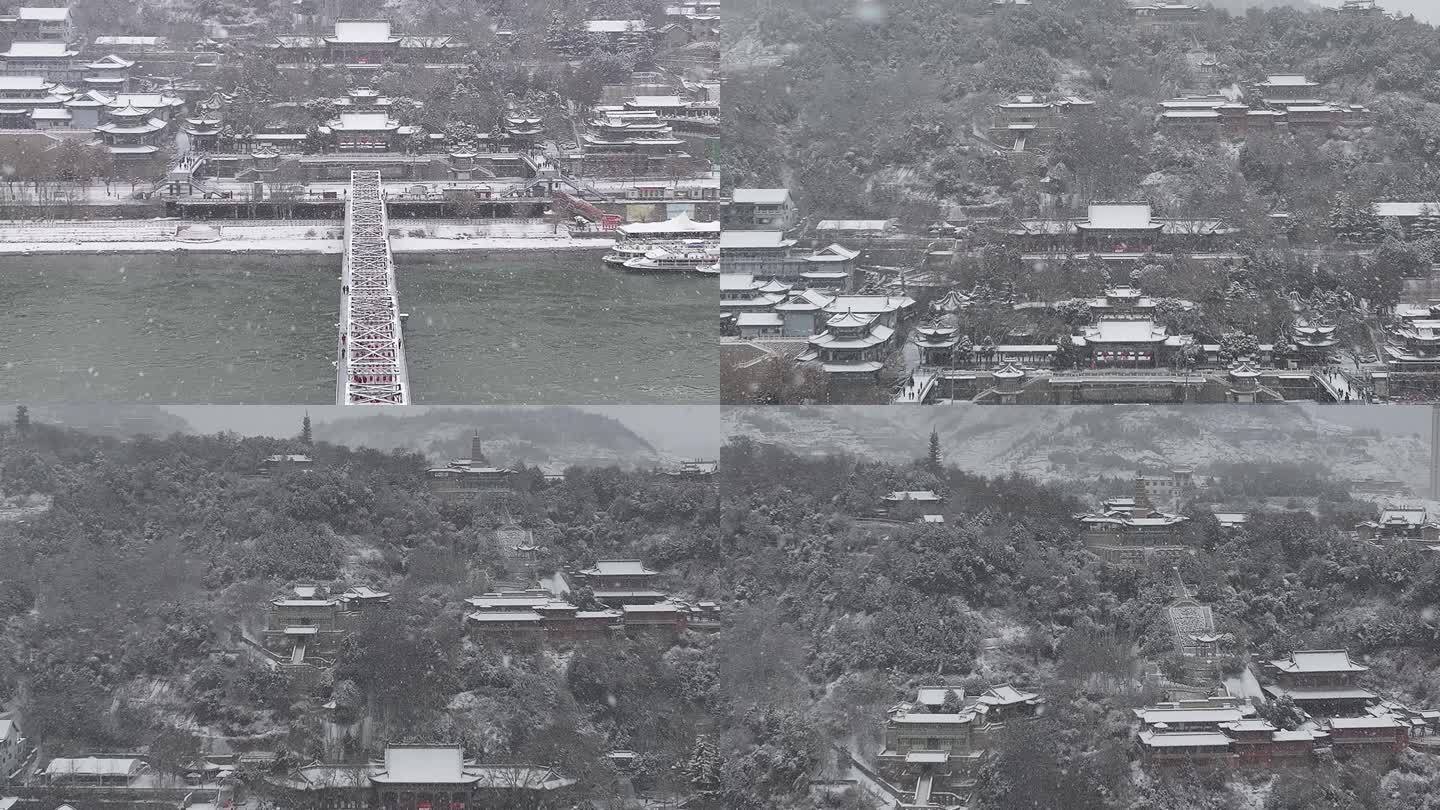 兰州春天的一场大雪美翻了白塔山