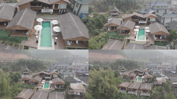 4K-Log-航拍西双版纳澜沧江傣族村寨