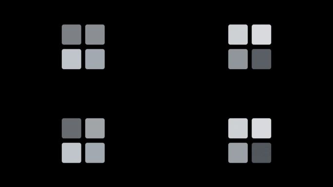 简单的循环动画加载图标。几何加载器动画与简单的圆角正方形在黑色背景。