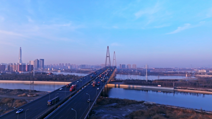天津海河大桥交通运输繁忙道路货运海运工程