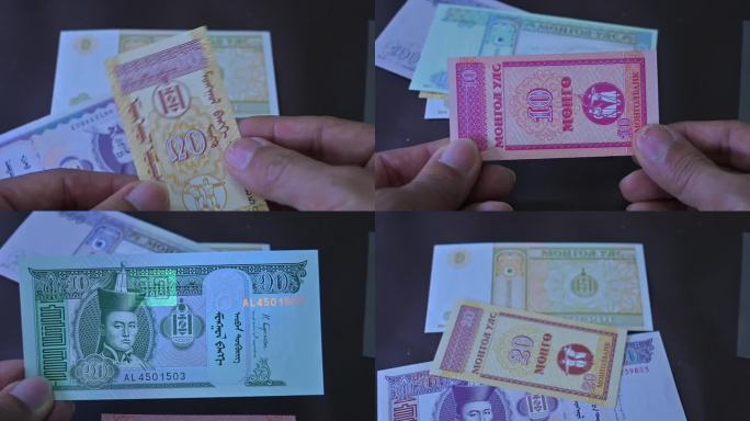 乌兰巴托-蒙古-钞票钱币展示-微距特写