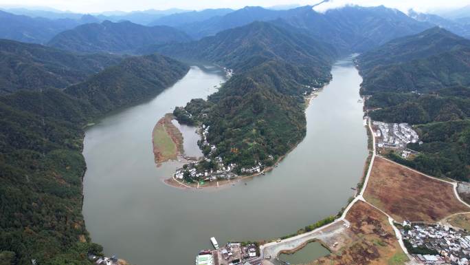 新安江山水画廊自然风光徽文化古村落航拍