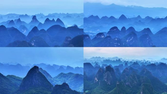 广西桂林风光 十万大山 层峦叠嶂 水墨风
