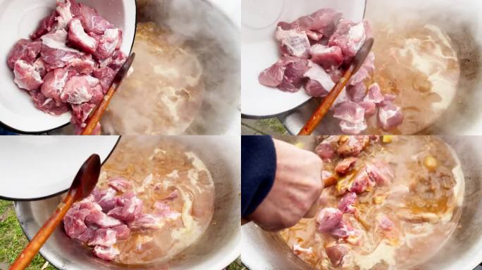在喀山，猪肉碎与炖牛肉一起煮，而在捷克共和国和斯洛伐克国家，传统的“炖牛肉”汤或炖肉和蔬菜文化餐的杰