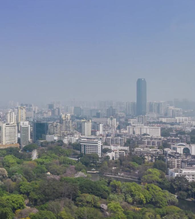 高清竖屏延时航拍柳州柳侯公园春天