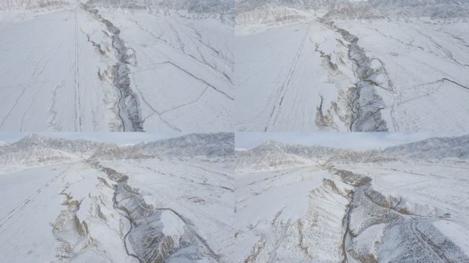 fpv穿越机航拍德令哈青藏高原雪山峰雪景
