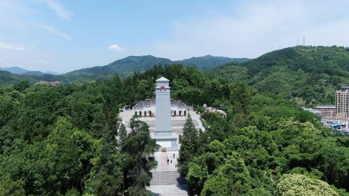 大别山金寨红军广场纪念碑航拍