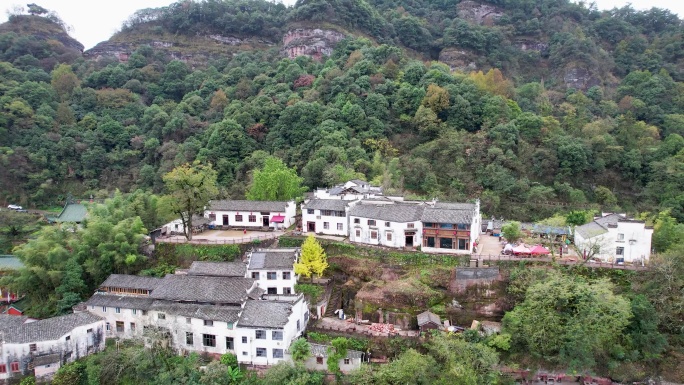 齐云山风景名胜徽派建筑道教名山航拍