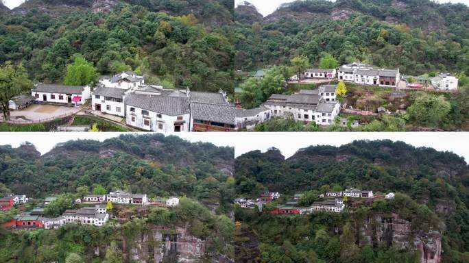 齐云山风景名胜徽派建筑道教名山航拍