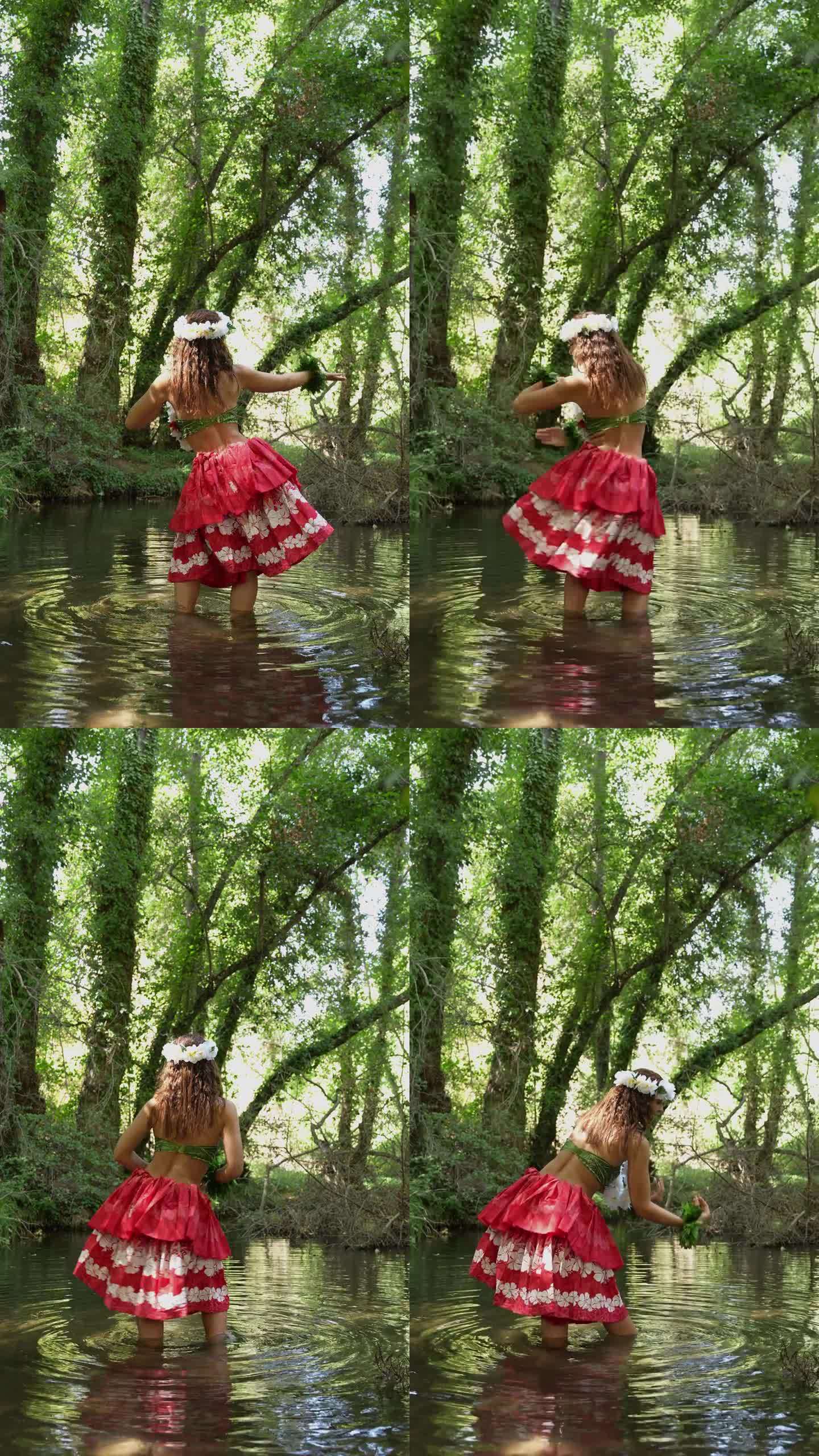 一名来自太平洋岛屿表演塔希提舞蹈的女子。