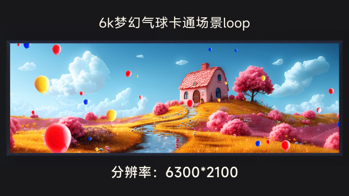 6k梦幻气球卡通场景loop