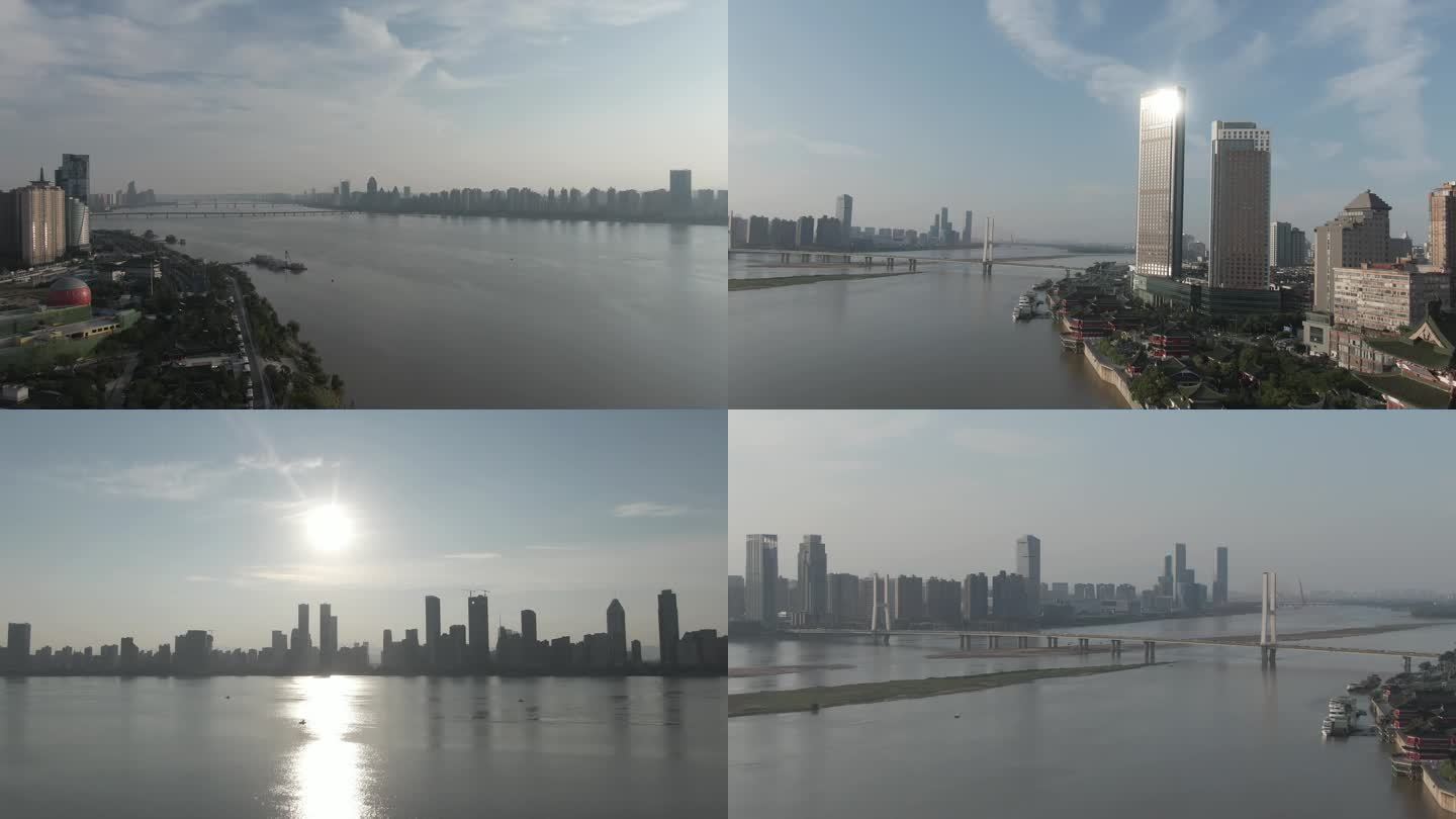 南昌赣江河湖海两岸江景城市楼房夕阳滕王阁