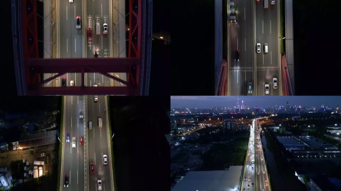 广州星光大桥夜景航拍