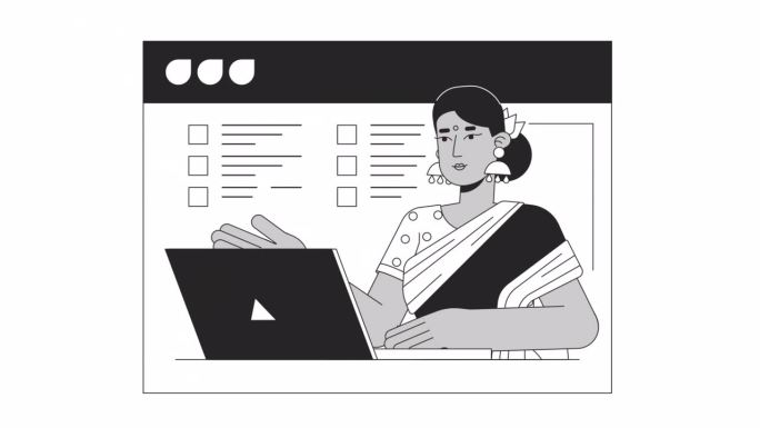 印度妇女在网络会议上概述2D动画