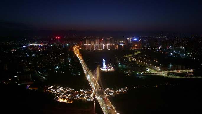 重庆大渡口马桑溪大桥夜景航拍4K